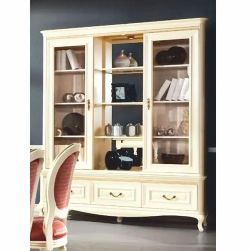 Casa Padrino Luxus Barock Vitrine Creme / Gold 166,1 x H. 206,6 cm - Barock Möbel
