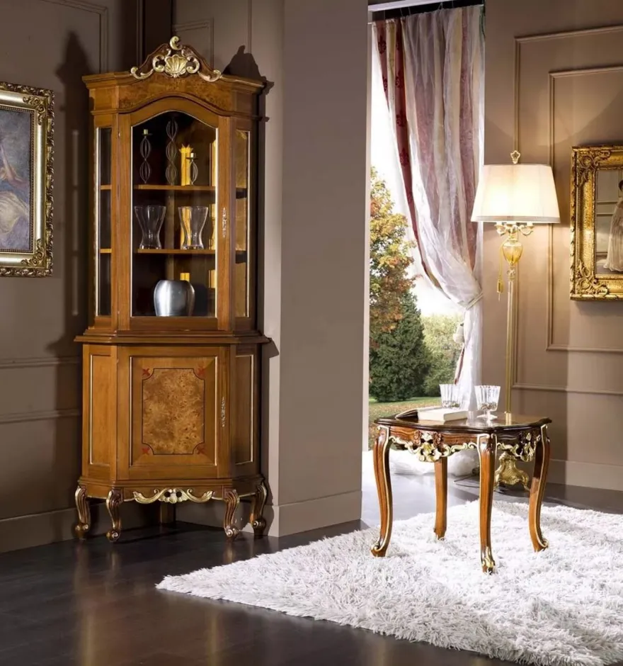 Casa Padrino Luxus Barock Vitrine Braun / Gold - Handgefertigter Massivholz Vitrinenschrank mit 2 Türen - Prunkvolle Barock Möbel - Luxus Qualität - Made in Italy