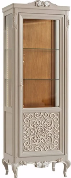 Casa Padrino Luxus Barock Vitrine Grau / Creme / Braun - Handgefertigter italienischer Barockstil Vitrinenschrank - Italienische Barock Möbel - Barockstil Möbel - Luxus Qualität - Made in Italy