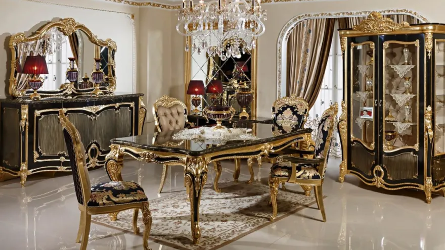 Casa Padrino Luxus Barock Vitrine Schwarz / Gold - Prunkvoller Massivholz Vitrinenschrank mit 2 Glastüren und 3 Glasregalen - Barock Möbel - Edel & Prunkvoll