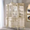 Casa Padrino Luxus Barock Vitrine Weiß / Gold 185 x H. 223 cm - Prunkvoller Vitrinenschrank mit 8 Türen und 2 Schubladen - Made in Italy