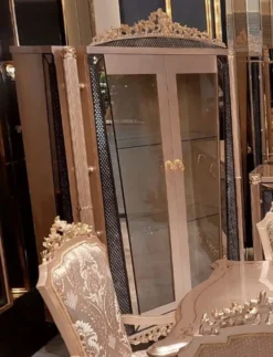 Casa Padrino Luxus Barock Vitrine Grau / Schwarz / Gold - Handgefertigter Massivholz Vitrinenschrank mit 2 Glastüren - Luxus Möbel im Barockstil - Barock Möbel - Edel & Prunkvoll