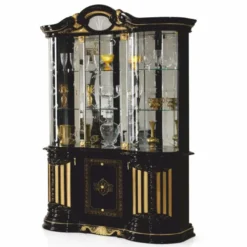Casa Padrino Luxus Barock Vitrine Schwarz / Gold 139 x H. 213 cm - Barock Möbel - Made in Italy