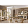 Casa Padrino Luxus Barock Vitrine Weiß / Blau / Gold 180 x H. 245 cm - Prunkvoller Massivholz Vitrinenschrank - Barock Möbel