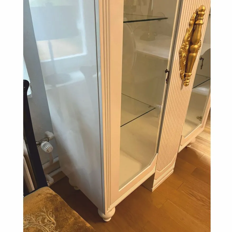 Casa Padrino Luxus Barock Vitrine Weiß / Gold 125 x 49 x H. 169 cm - Ausstellungsstück