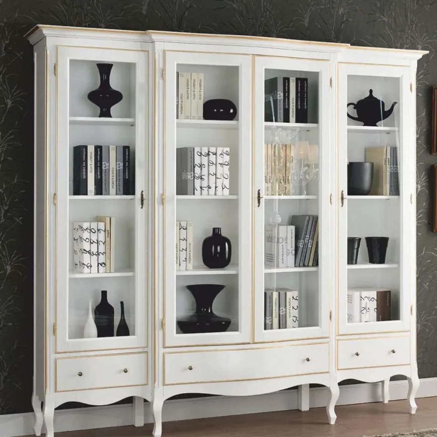 Casa Padrino Luxus Barock Vitrine Weiß / Gold 237 cm - Barock Möbel - Made in Italy