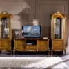 Casa Padrino Luxus Barock Vitrine Braun / Gold - Handgefertigter Massivholz Vitrinenschrank mit Tür - Prunkvolle Barock Möbel - Luxus Qualität - Made in Italy