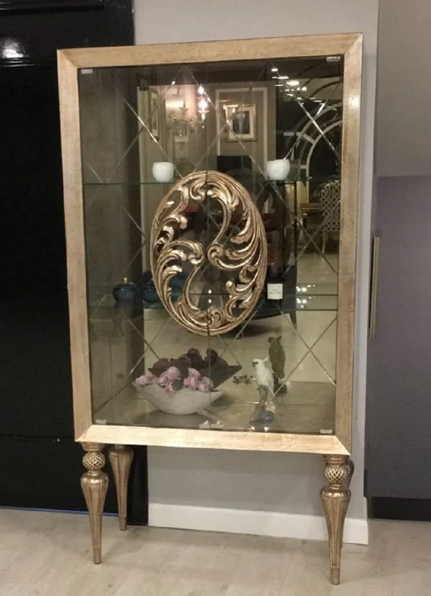 Casa Padrino Luxus Barock Vitrine Antik Gold - Handgefertigter Massivholz Vitrinenschrank im Barockstil - Edle Barock Möbel