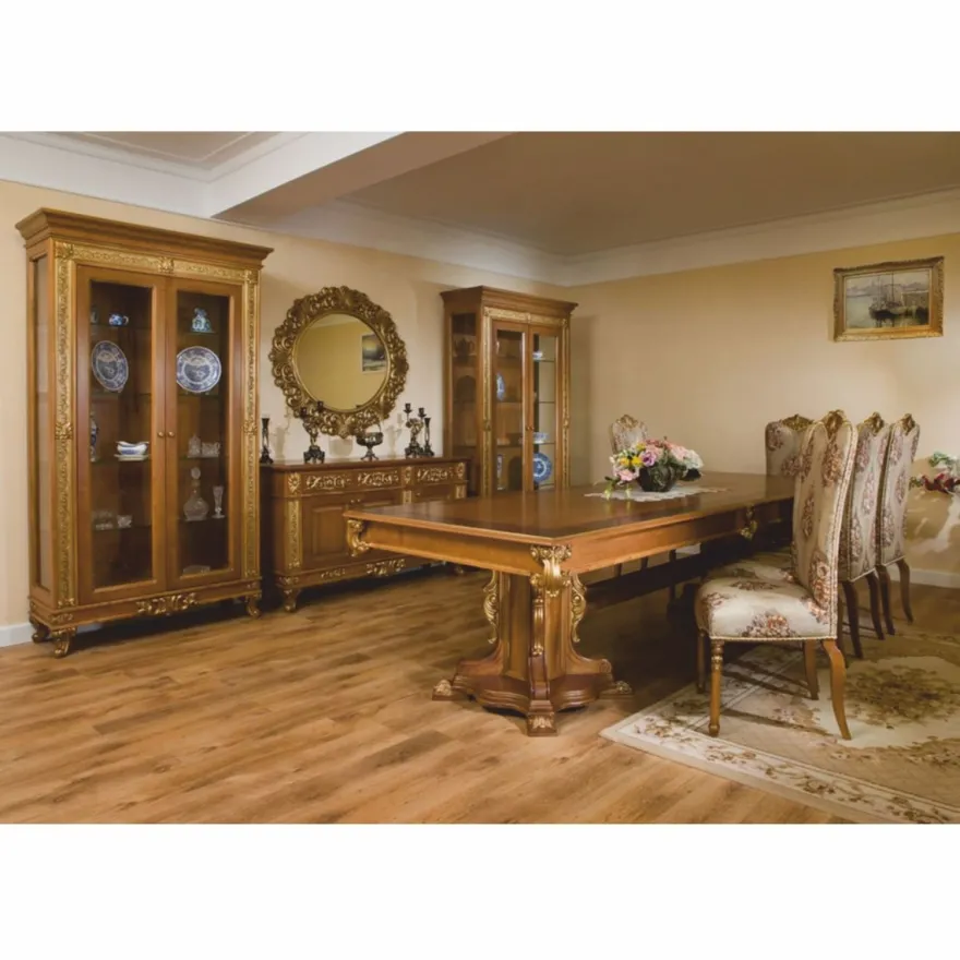 Casa Padrino Luxus Barock Vitrine Braun / Gold 122,5 x H. 218,5 cm - Barock Möbel