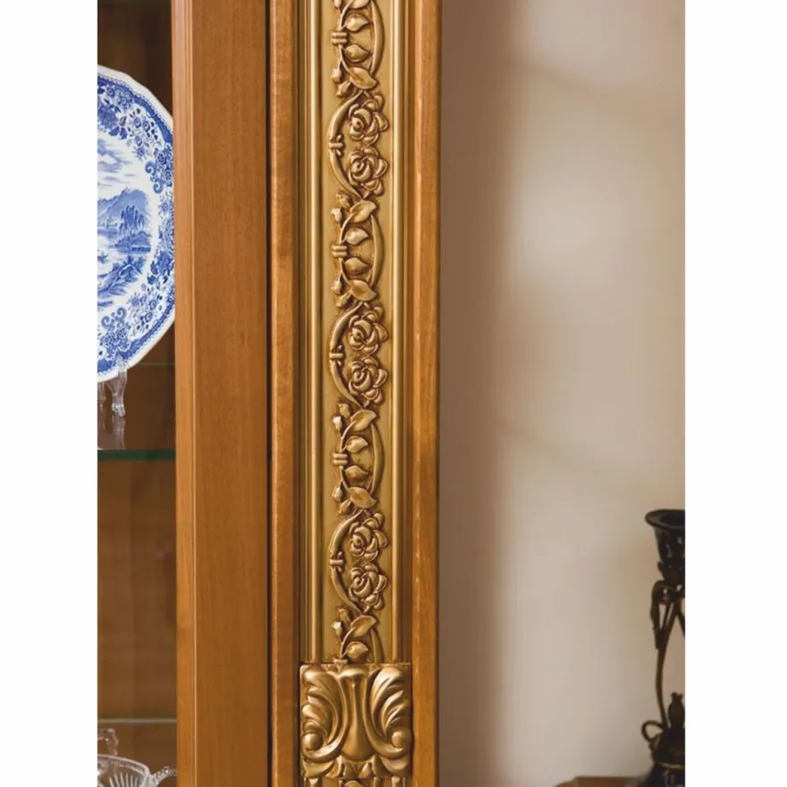 Casa Padrino Luxus Barock Vitrine Braun / Gold 122,5 x H. 218,5 cm - Barock Möbel