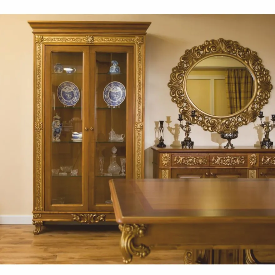 Casa Padrino Luxus Barock Vitrine Braun / Gold 122,5 x H. 218,5 cm - Barock Möbel