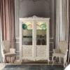 Casa Padrino Luxus Barock Vitrine Creme / Grau - Handgefertigter italienischer Barockstil Vitrinenschrank - Barockstil Möbel - Italienische Barock Möbel - Luxus Qualität - Made in Italy