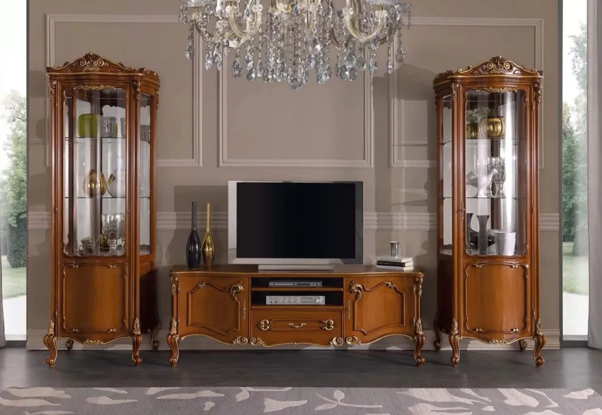 Casa Padrino Luxus Barock Vitrine Braun / Gold - Handgefertigter Vitrinenschrank mit Tür - Prunkvolle Barock Möbel - Luxus Qualität - Made in Italy