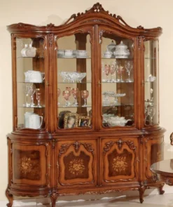 Casa Padrino Luxus Barock Vitrine Braun - Handgefertigter italienischer Barockstil Vitrinenschrank mit 8 Türen - Barockstil Möbel - Italienische Barock Möbel - Luxus Qualität - Made in Italy
