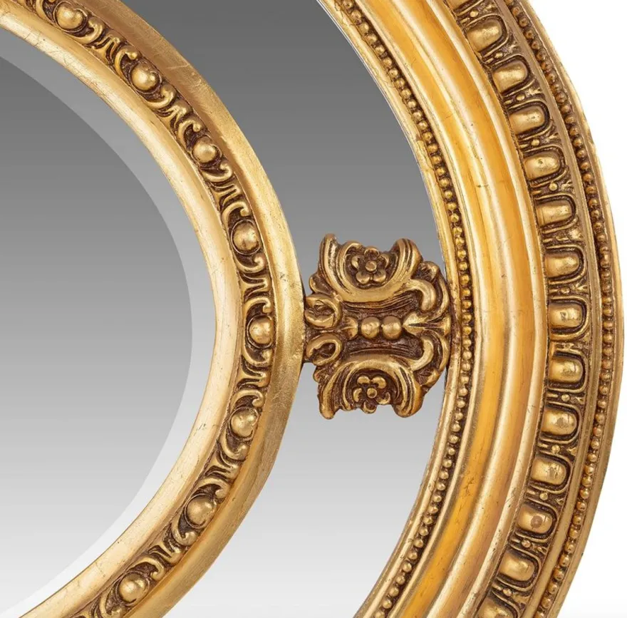 Casa Padrino Luxus Barock Wandspiegel Oval Gold 120 cm - Massiv und Schwer - Goldener Spiegel