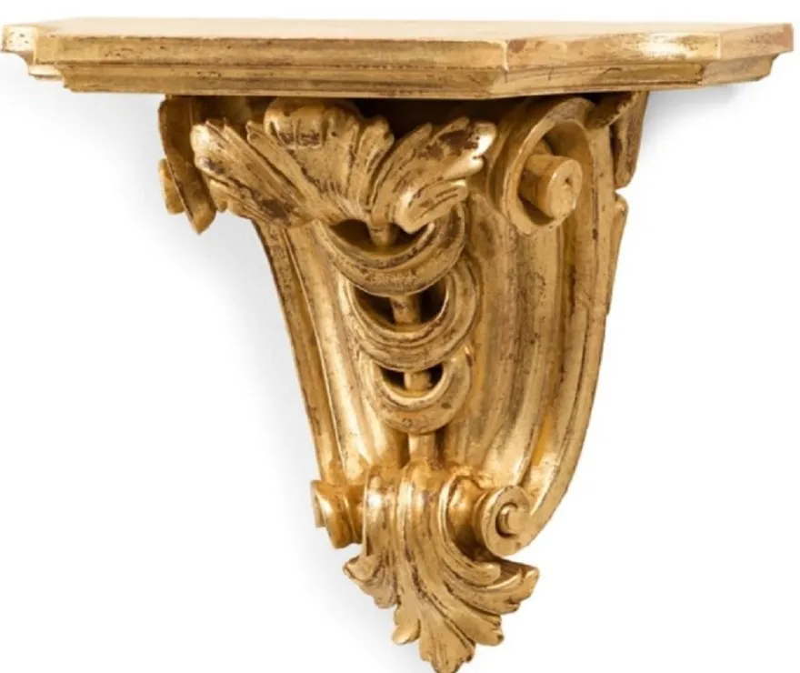 Casa Padrino Luxus Barock Wandkonsole Antik Gold - Barockstil Massivholz Wanddeko Konsole - Italienische Barock Wanddeko - Barock Möbel - Luxus Qualität - Made in Italy
