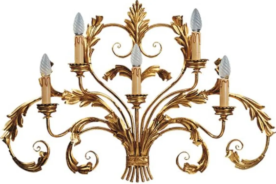 Casa Padrino Luxus Barock Wandleuchte Gold mit Patina 87 x 17 x H. 55 cm - Handgefertigte Metall Wandlampe - Barock Wandleuchten