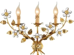 Casa Padrino Luxus Barock Wandleuchte Gold mit Patina 52 x 20 x H. 35 cm - Elegante Barockstil Wandlampe mit edlem Murano Glas - Barock Leuchten - Luxus Qualität - Made in Italy