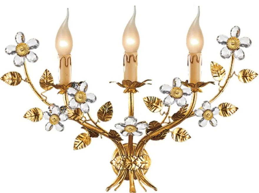 Casa Padrino Luxus Barock Wandleuchte Gold mit Patina 52 x 20 x H. 35 cm - Elegante Barockstil Wandlampe mit edlem Murano Glas - Barock Leuchten - Luxus Qualität - Made in Italy