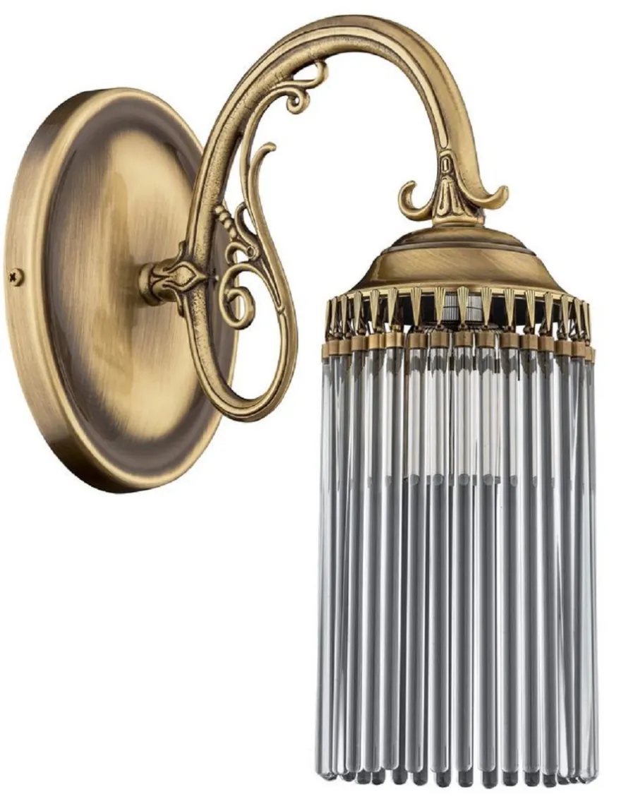 Casa Padrino Luxus Barock Wandleuchte Messing mit Patina H. 33 cm
