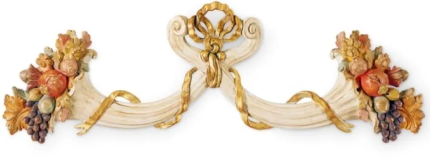 Casa Padrino Luxus Barock Wandornament Cremeweiß / Mehrfarbig / Gold - Prunkvolles Massivholz Wanddeko Ornament im Barockstil - Barock Wanddeko - Barock Möbel - Luxus Qualität - Made in Italy