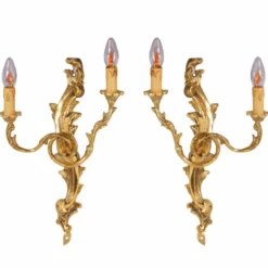 Casa Padrino Luxus Barock Wandleuchten Set Gold H. 42 cm - Barock Leuchten