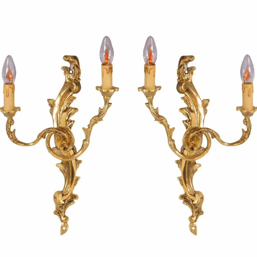 Casa Padrino Luxus Barock Wandleuchten Set Gold H. 42 cm - Barock Leuchten