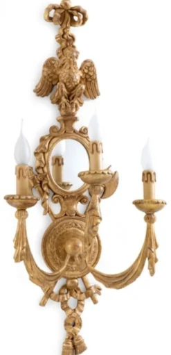 Casa Padrino Luxus Barock Wandleuchte mit Spiegel Antik Gold 36 x 23 x H. 81 cm - Prunkvolle Wandlampe im Barockstil - Barock Leuchten - Luxus Qualität - Made in Italy