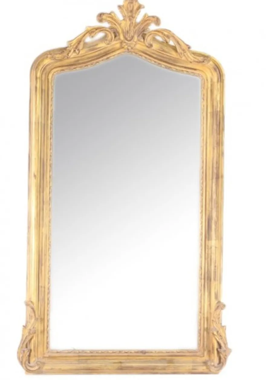 Casa Padrino Luxus Barock Wandspiegel Gold 150 x 75 cm - Massiv und Schwer - Goldener Spiegel