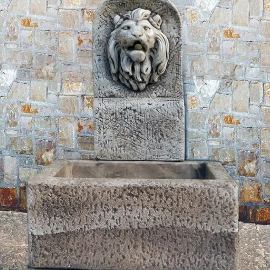 Casa Padrino Luxus Barock Wandbrunnen Löwe Grau 64 x H. 91 cm - Made in Italy