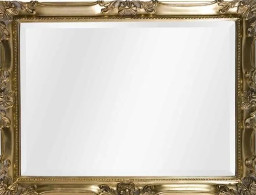Casa Padrino Luxus Barock Wandspiegel Gold 92 x 5,5 x H. 72 cm - Rechteckiger Massivholz Spiegel im Barockstil - Luxus Qualität - Made in Italy