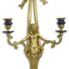 Casa Padrino Luxus Barock Wand Kerzenhalter Gold / Blau 30,2 x H. 54,6 cm - Prunkvoller Bronze Kerzenhalter im Barockstil - Barock Deko Accessoires - Barock Möbel - Barock Interior
