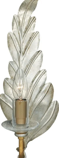 Casa Padrino Luxus Barock Wandleuchte Antik Silber 16 x 16 x H. 40 cm - Elegante Metall Wandlampe in Blattform - Barock Leuchten