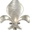 Casa Padrino Luxus Barock Wandleuchte französische Lilie Silber 45 x 13 x H. 55 cm - Elegante Metall Wandlampe mit Swarovski Kristallglas - Barock Leuchten