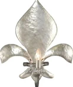 Casa Padrino Luxus Barock Wandleuchte französische Lilie Silber 45 x 13 x H. 55 cm - Elegante Metall Wandlampe mit Swarovski Kristallglas - Barock Leuchten