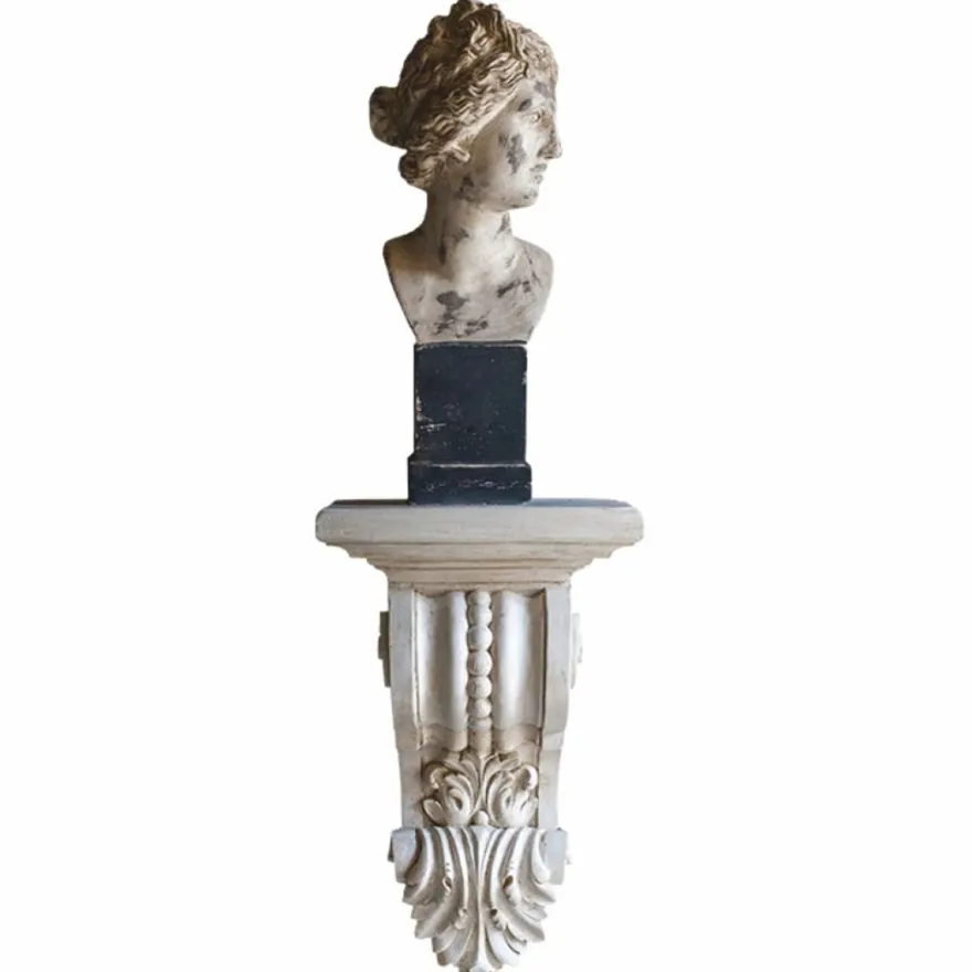 Casa Padrino Luxus Barock Wandkonsole Antik Weiß H. 50 cm - Made in Italy