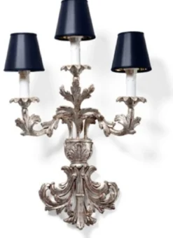 Casa Padrino Luxus Barock Wandleuchte Antik Silber / Weiß / Schwarz 13 x 16 x H. 56 cm - Prunkvolle Barockstil Wandlampe - Barock Leuchten - Luxus Qualität - Made in Italy