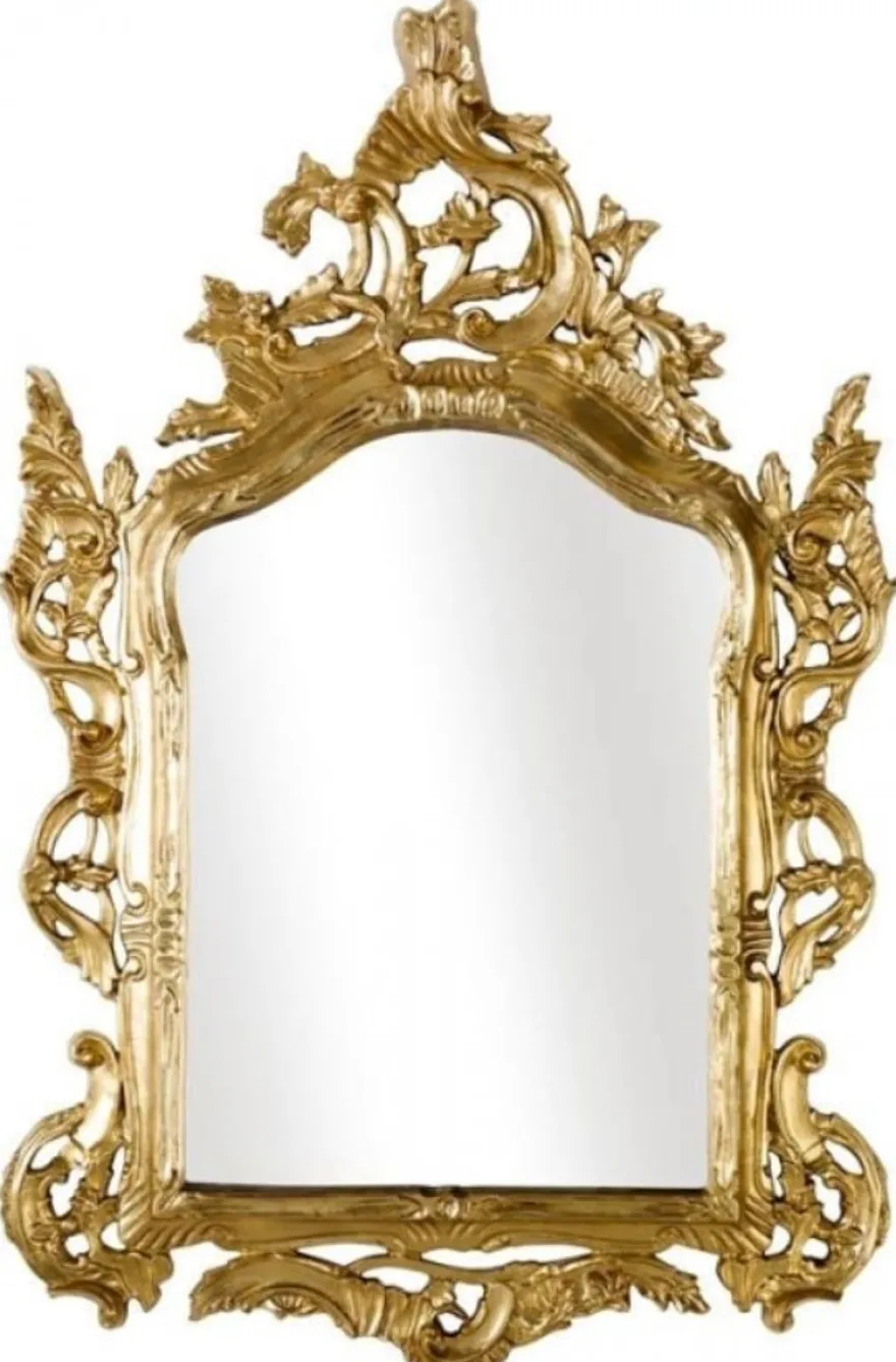 Casa Padrino Luxus Barock Wandspiegel Gold 82 x 6 x H. 128 cm - Prunkvoller Spiegel im Barockstil - Barock Möbel