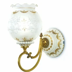 Casa Padrino Luxus Barock Wandleuchte Weiß / Gold / Messing H. 32 cm - Made in Italy