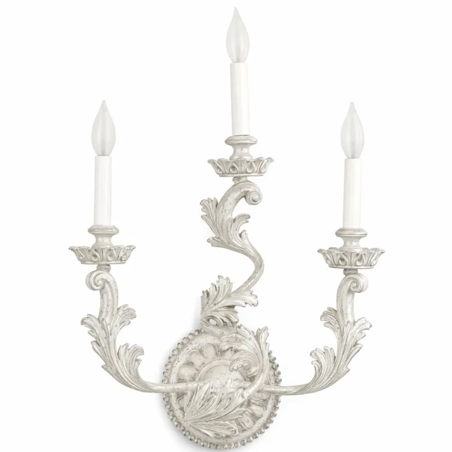 Casa Padrino Luxus Barock Wandleuchte Antik Weiß H. 56 cm - Made in Italy