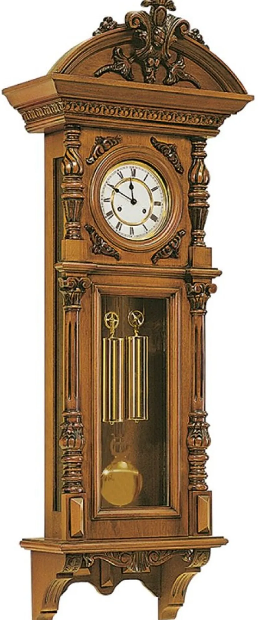 Casa Padrino Luxus Barock Wanduhr Braun / Gold - Handgeschnitzte Barockstil Uhr - Prunkvolle Barock Pendeluhr - Luxus Qualität - Made in Italy