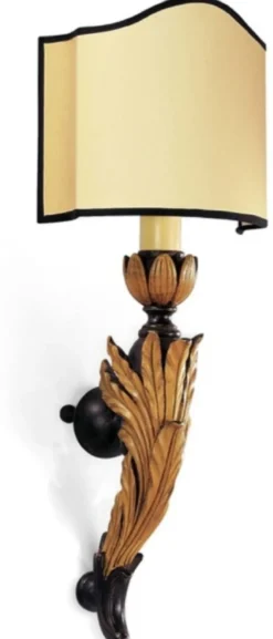 Casa Padrino Luxus Barock Wandleuchte Antik Gold / Creme / Schwarz 10 x 20 x H. 50 cm - Prunkvolle Wandlampe im Barockstil - Barock Leuchten - Luxus Qualität - Made in Italy