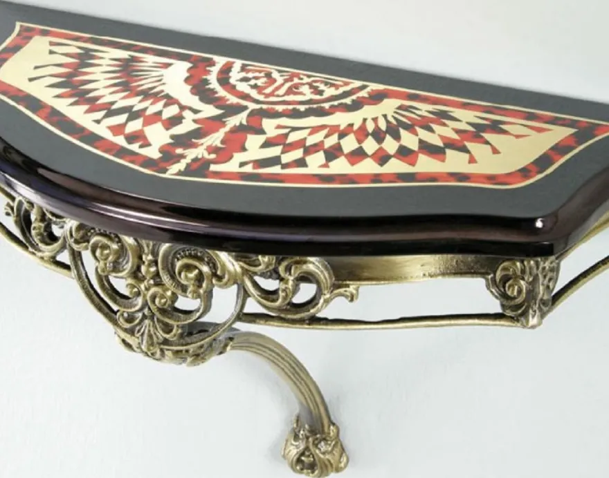 Casa Padrino Luxus Barock Wandkonsole Schwarz / Rot / Gold / Bronze 62 x 25 x H. 38 cm - Wanddeko Konsole im Barockstil - Barock Möbel - Luxus Qualität
