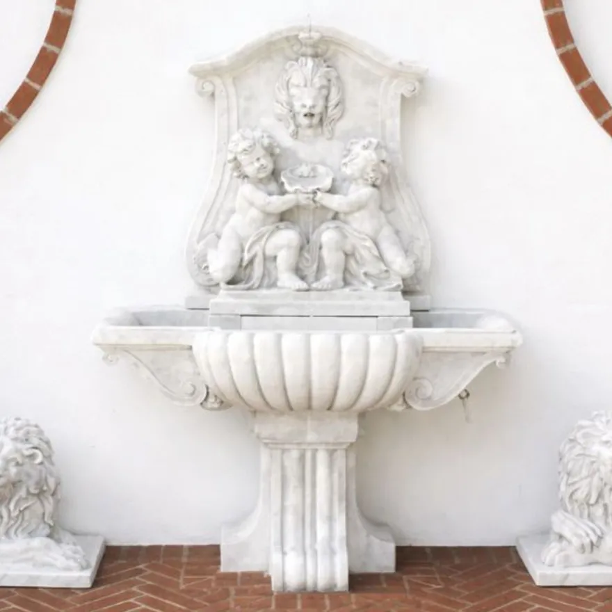 Casa Padrino Luxus Barock Wandbrunnen Weiß 119 x H. 158 cm - Made in Italy