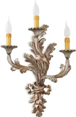 Casa Padrino Luxus Barock Wandleuchte Antik Silber 40 x 20 x H. 58 cm - Prunkvolle Barockstil Wandlampe - Barock Leuchten - Luxus Qualität - Made in Italy