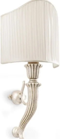 Casa Padrino Luxus Barock Wandleuchte Antik Silber / Weiß 8 x 18 x H. 47 cm - Prunkvolle Wandlampe im Barockstil - Barock Leuchten - Luxus Qualität - Made in Italy