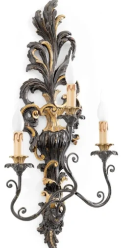 Casa Padrino Luxus Barock Wandleuchte Antik Schwarz / Antik Gold 37 x 18 x H. 78 cm - Prunkvolle Wandlampe im Barockstil - Barock Leuchten - Luxus Qualität - Made in Italy