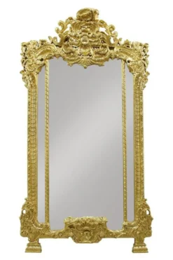 Casa Padrino Luxus Barock Wandspiegel Gold - Handgefertigter Prachtspiegel aus Massivholz, 120 x 220 cm