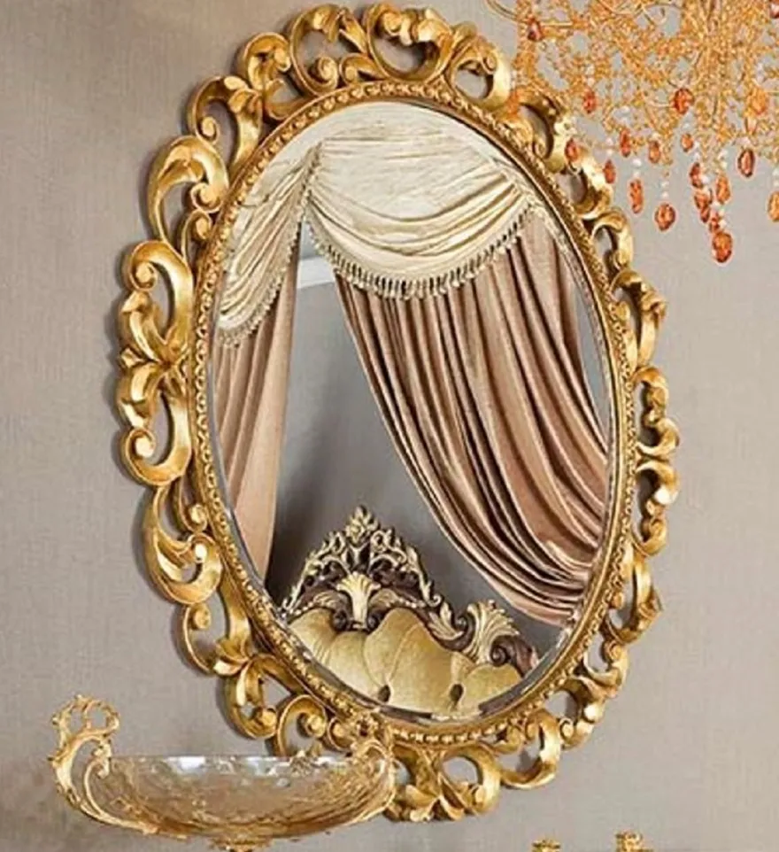 Casa Padrino Luxus Barock Wandspiegel Gold - Runder Barockstil Spiegel - Italienischer Barock Schlafzimmer Spiegel - Luxus Qualität - Made in Italy