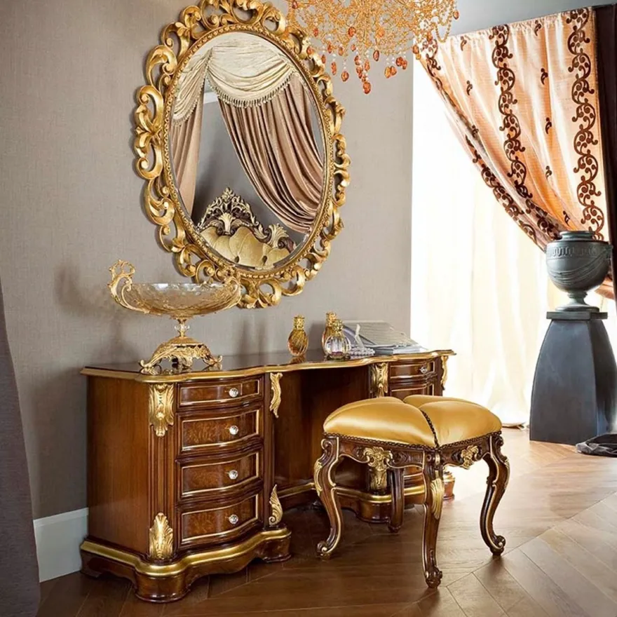 Casa Padrino Luxus Barock Wandspiegel Gold - Runder Barockstil Spiegel - Italienischer Barock Schlafzimmer Spiegel - Luxus Qualität - Made in Italy